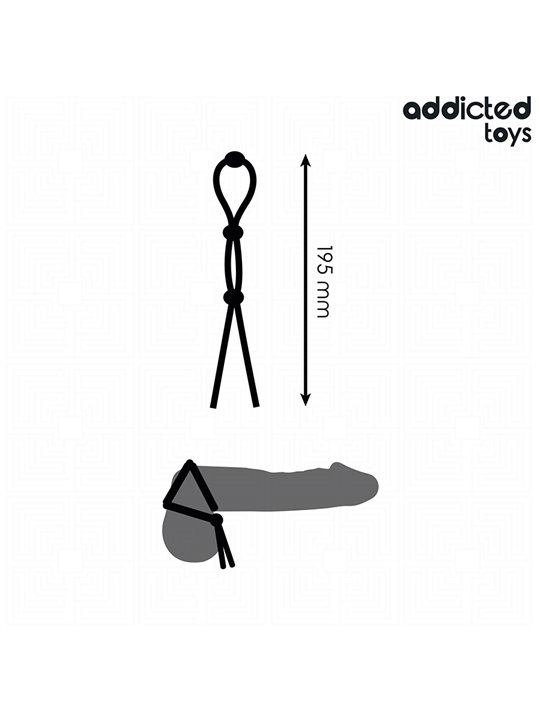 Addicted Toys - Triple Ring Silicone Cock Rope Black