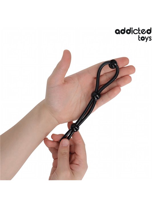 Addicted Toys - Corda in Silicone per il Pene a Triplo Anello Nero