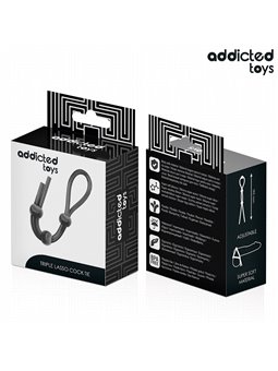 Addicted Toys - Corda in Silicone per il Pene a Triplo Anello Nero