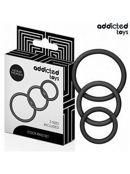 Addicted Toys - Set di 3 Anelli Fallici in Silicone Mod 2 Nero