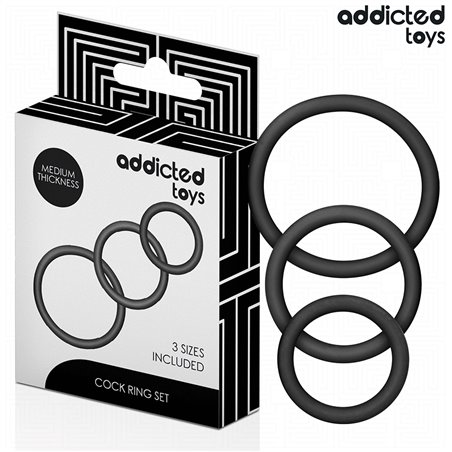 Addicted Toys - Set di 3 Anelli Fallici in Silicone Mod 2 Nero
