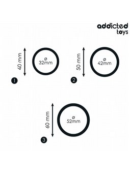 Addicted Toys - Set di 3 Anelli Fallici in Silicone Mod 2 Nero