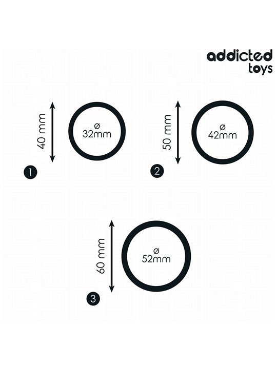 Addicted Toys - Set of 3 Silicone Cock Rings Mod 2 in Black