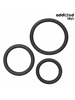 Addicted Toys - Set di 3 Anelli Fallici in Silicone Mod 2 Nero