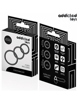 Addicted Toys - Set of 3 Silicone Cock Rings Mod 2 in Black