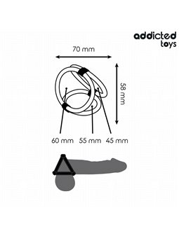 Addicted Toys - Thin Triple Silicone Cock Ring Black