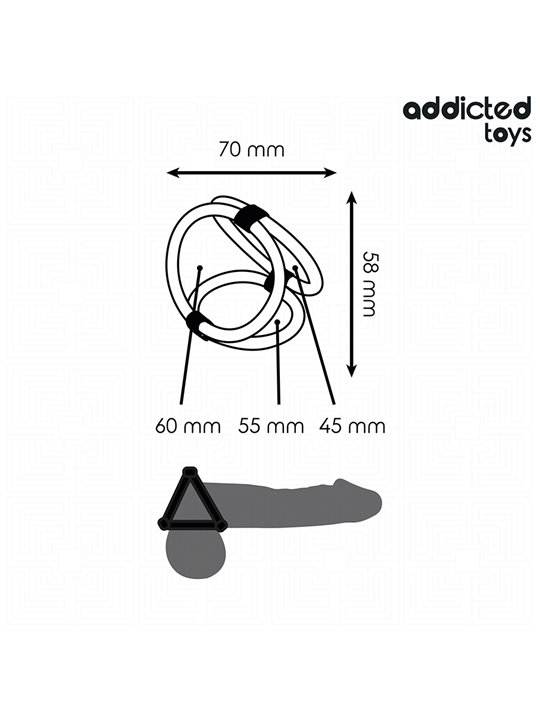 Addicted Toys - Thin Triple Silicone Cock Ring Black