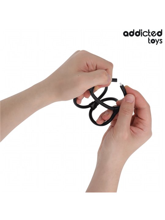 Addicted Toys - Triplo Anello Fallico Sottile in Silicone Nero