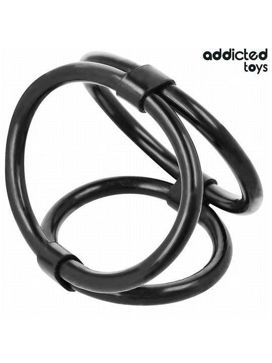 Addicted Toys - Triplo Anello Fallico Sottile in Silicone Nero