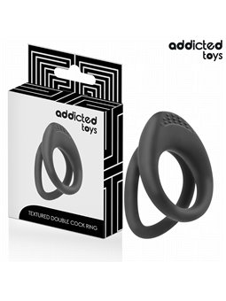 Addicted Toys - Textured Double Silicone Cock Ring Black
