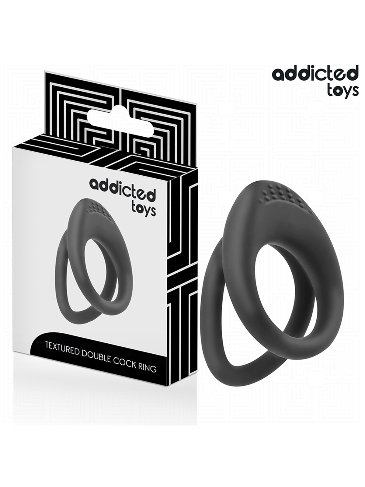 Addicted Toys - Doppio Anello Fallico in Silicone Nero con Texture