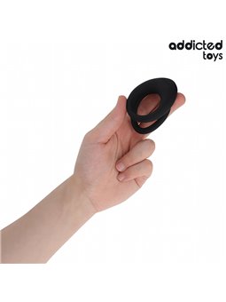 Addicted Toys - Doppio Anello Fallico in Silicone Nero con Texture