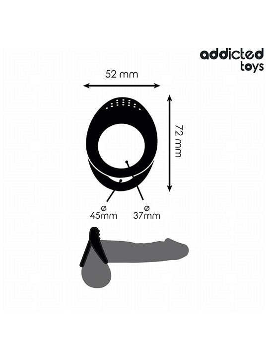 Addicted Toys - Doppio Anello Fallico in Silicone Nero con Texture