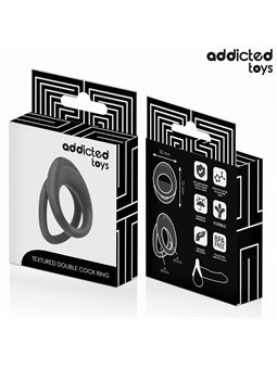 Addicted Toys - Doppio Anello Fallico in Silicone Nero con Texture