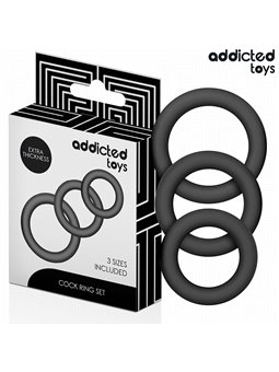 Addicted Toys - Set of 3 Silicone Cock Rings Mod 1 in Black