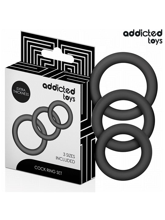 Addicted Toys - Set of 3 Silicone Cock Rings Mod 1 in Black