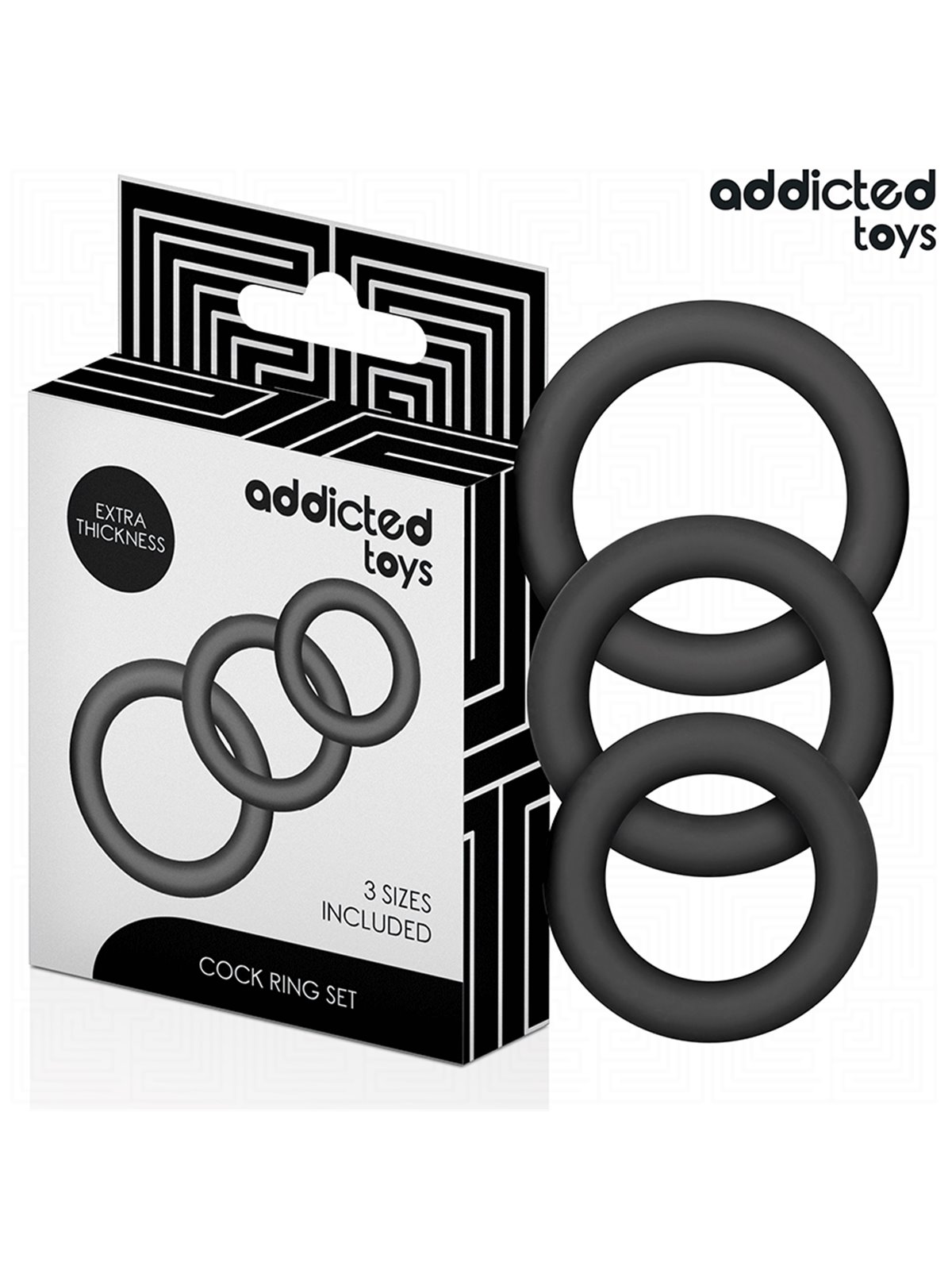 Addicted Toys - Set di 3 Anelli Fallici in Silicone Mod 1 Nero