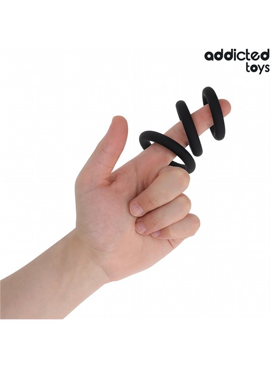 Addicted Toys - Set of 3 Silicone Cock Rings Mod 1 in Black
