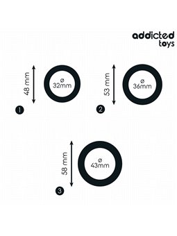 Addicted Toys - Set of 3 Silicone Cock Rings Mod 1 in Black