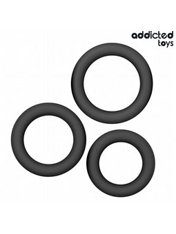 Addicted Toys - Set of 3 Silicone Cock Rings Mod 1 in Black