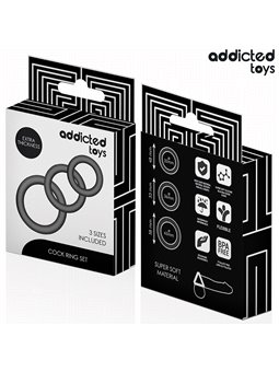 Addicted Toys - Set of 3 Silicone Cock Rings Mod 1 in Black