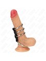 Kink - 4 Metal Cock Rings Connected with Leather Strap