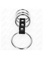 Kink - 4 Metal Cock Rings Connected with Leather Strap