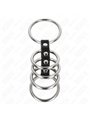 Kink - 5 Metal Cock Rings Connected with Leather Strap