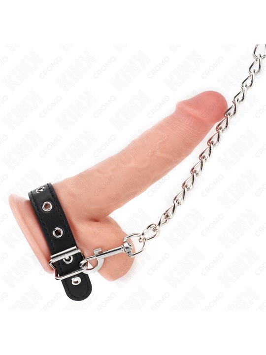 Kink - Leather Cock Ring 21.5x2 cm with 60 cm Leash