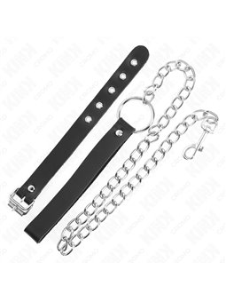 Kink - Anello Fallico in Pelle con 21,5x2 Cm con Guinzaglio 60 Cm