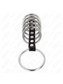 Kink - 7 Anelli fallici in Metallo Collegati con Cinturino in Pelle