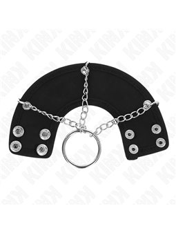 Kink - Double Leather and Metal Cock Ring with Chains