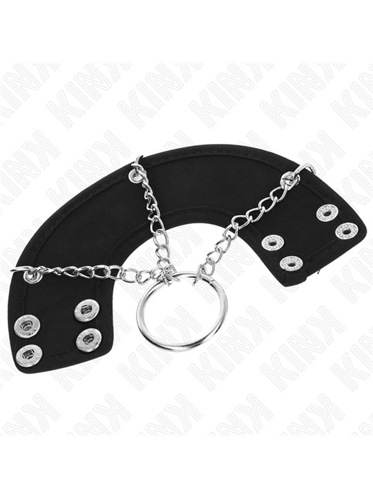 Kink - Double Leather and Metal Cock Ring with Chains