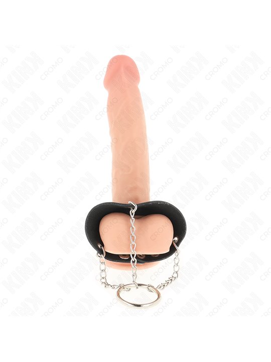 Kink - Doppio Anello Fallico in Pelle e Metallo con Catene Mod 2