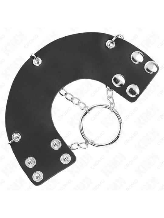Kink - Double Leather and Metal Cock Ring with Chains Mod 2