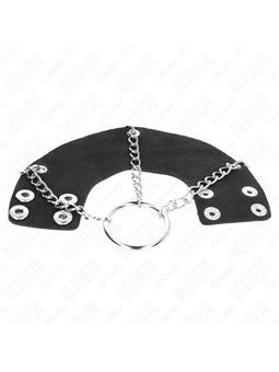 Kink - Double Leather and Metal Cock Ring with Chains Mod 2