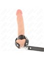 Kink - Anello per Testicoli Regolabile in Pelle con Guinzaglio
