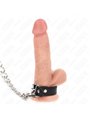 Kink - 21.5 x 2 cm Leather Cock Ring with 60 cm Metal Leash