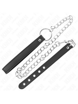 Kink - 21.5 x 2 cm Leather Cock Ring with 60 cm Metal Leash