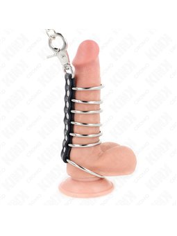Kink - 7 Anelli Fallici in Metallo con Guinzaglio 100 Cm