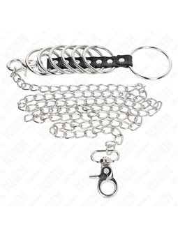 Kink - 7 Anelli Fallici in Metallo con Guinzaglio 100 Cm
