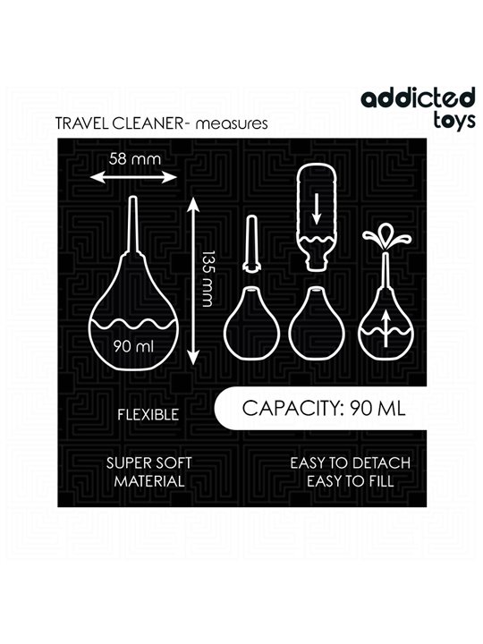 Addicted Toys Travel Cleaner - Doccia Anale da Viaggio Taglia S 90 ML