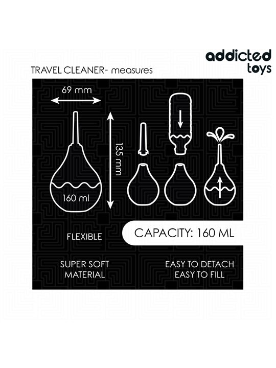 Addicted Toys Travel Cleaner - Doccia Anale da Viaggio Taglia M 160 ML