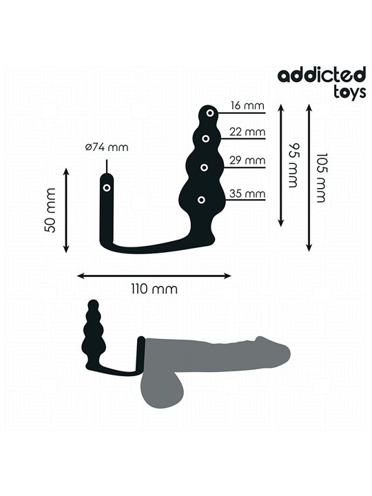 Addicted Toys - Anal Plug with Silicone Cock Ring Model 5