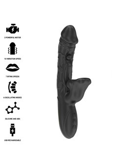 Ibiza - Vibratore Rabbit in Silicone con Effetto Morso e Rotazione
