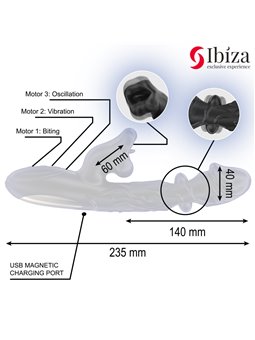 Ibiza - Silicone Rabbit Vibrator with Bite and Rotation Effect