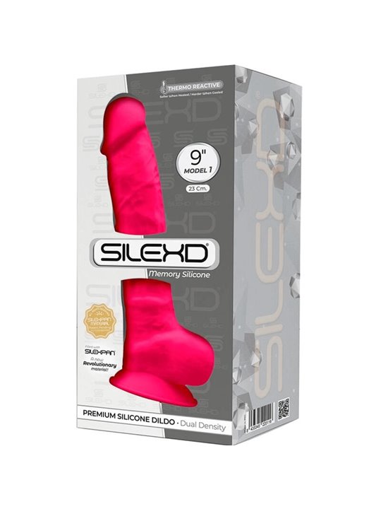Silexd - Model 1 Realistic Penis Premium Silexpan Silicone Fuchsia 23 CM
