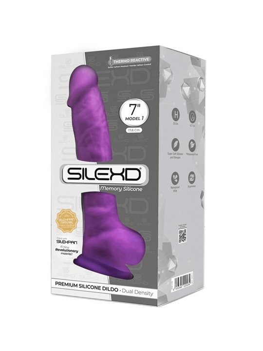 Silexd - Model 1 Realistic Penis Premium Silexpan Silicone Violet 17.5 CM
