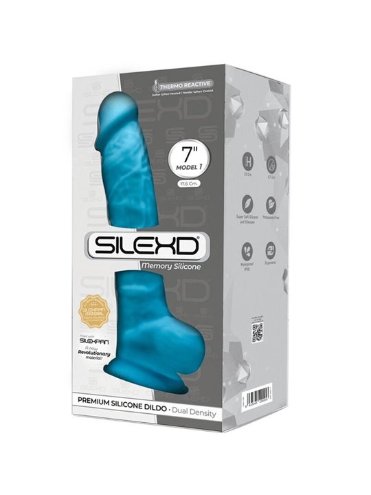 Silexd - Pene Realistico in Silicone con Ventosa 17,5 Cm Blu Mod 1