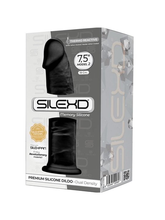 Silexd - Model 2 Realistic Penis Premium Silexpan Silicone Black 19 CM